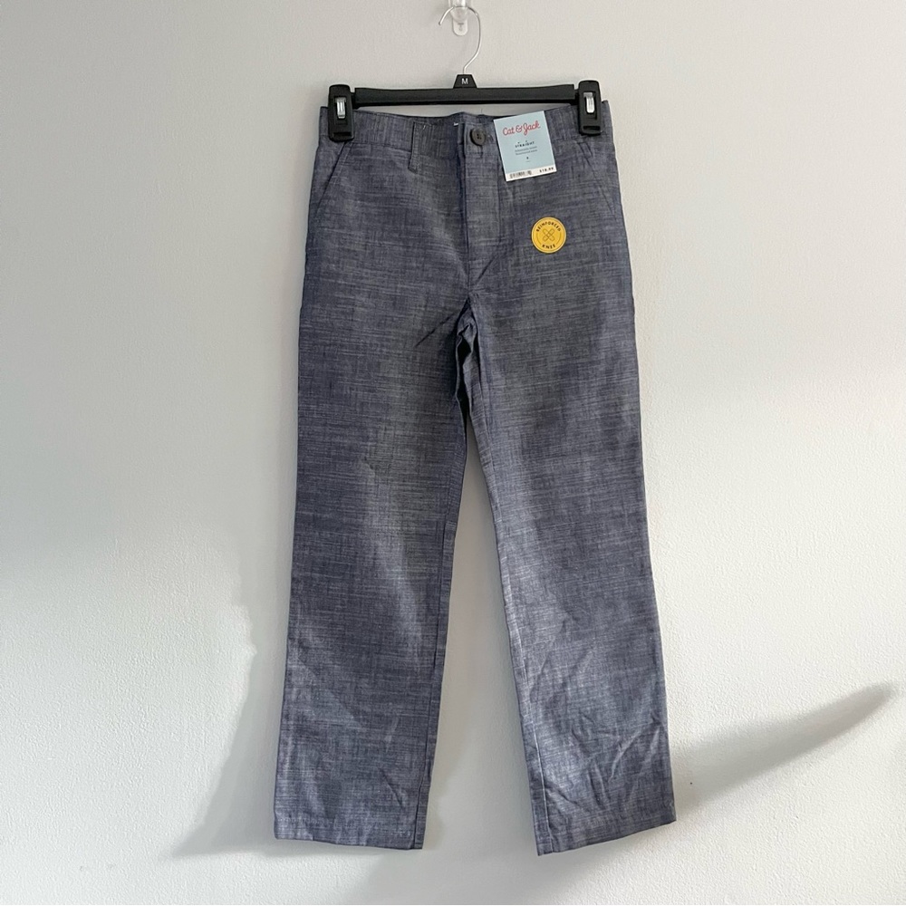 NWT Cat & Jack Kids Blue Straight Leg Dress Pants Reinforced Knees Size 8 - Picture 2 of 7